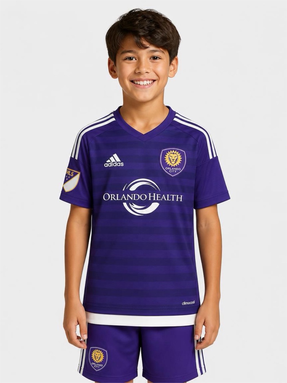 adidas Purple Orlando City Kids Soccer Jersey with White Accents